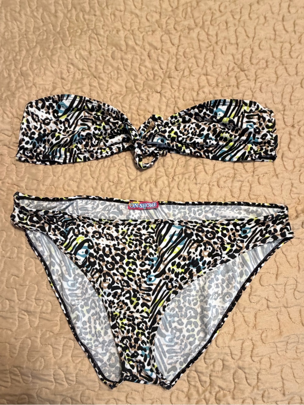 Two-Piece OnShore Bandeau Bikini Set in Animal Print